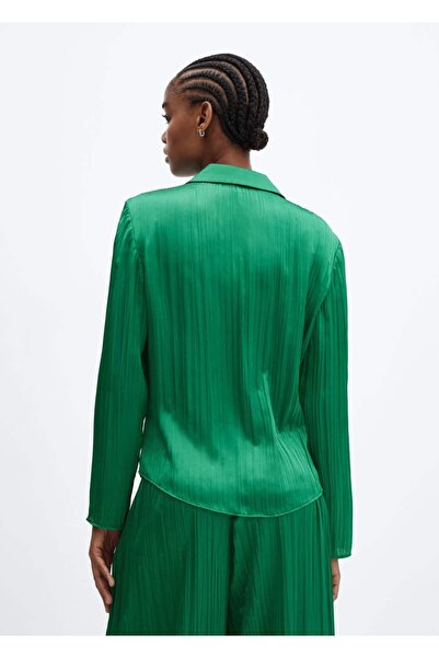 MANGO Woman Pilili saten gömlek