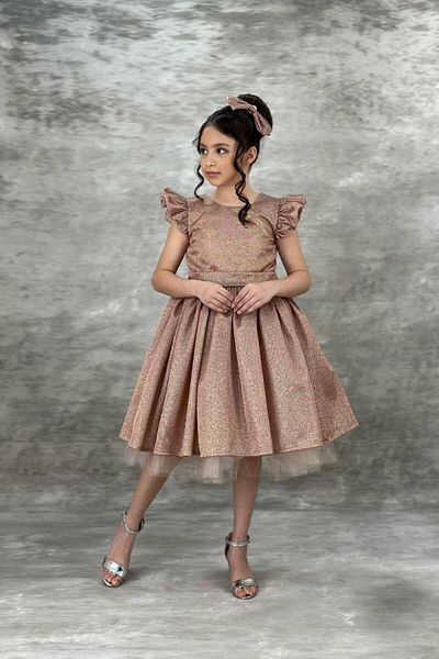 ABİYEKİDS Glittery Style Gold Children's Evening Dress ABY4505