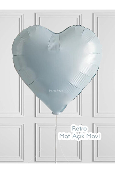 parti pera Retro Mat Açık Mavi Renk Kalp Folyo Balon 18 Inç 45 Cm