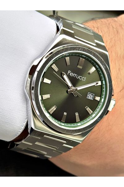 Ferrucci Silver Color Function Steel Cord Men's Wrist Watch + Bracelet