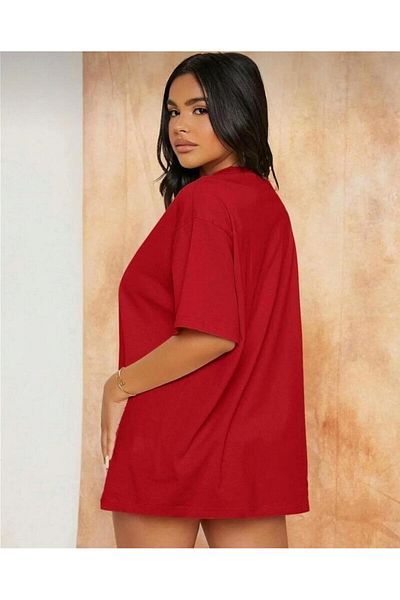 khufu Tricou roșu oversize cu imprimeu AYIBO, cu croiala relaxată, unisex
