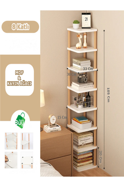 QuickBuy Dikey Kitaplık Bölmeli Ayakkabı Organizer Dekoratif Kitap Rafı