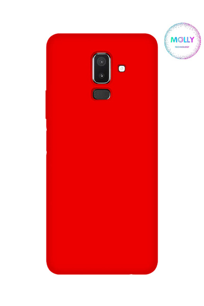 Molly جراب سيليكون مخملي سائل أحمر متوافق مع هاتف Samsung Galaxy A6 PLUS