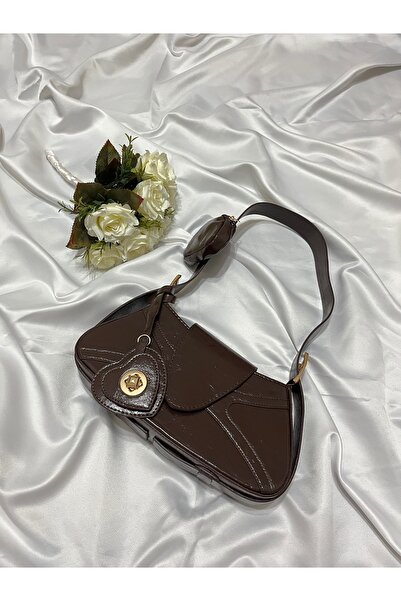 LeiyBag Acı Kahve Desenli Rugan Suni Deri Yeni Sezon Manc Model Kol ve Omuz Kadın Çantası