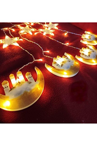 skycott yıldız &Hilal 3mt fişli 8Modlu Fonksiyonlu Gün ışığı sarı perde ramaz...