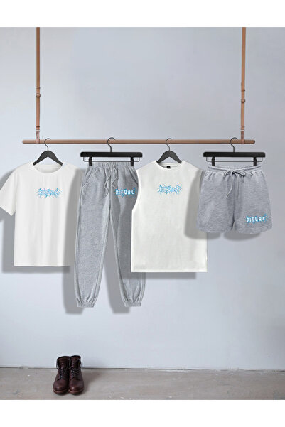 ZEMLİYA 4-PIECE RITUAL PRINTED TSHIRT SET (T-shirt + zero sleeve T-shirt + sw...