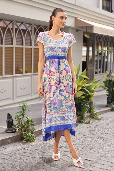 Bigdart 1701 ROCHIE CU MODEL CU TALIE ELASTICĂ - Pudra