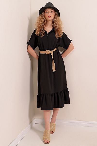 Bigdart 2292 Kleid mit Gürtel – Schwarz