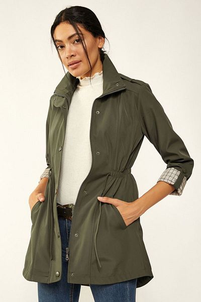 Bigdart 10322 Trenchcoat mit geraffter Taille – Khaki