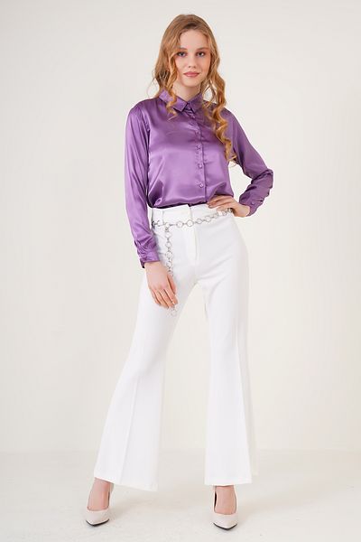 Bigdart 3964 Cămașă din satin care curge ușor - violet