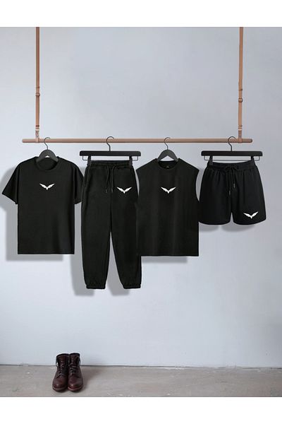 ZEMLİYA 4-PIECE WING PRINTED TSHIRT SET (T-Shirt + Zero Sleeve T-Shirt + Sweatpants + Shorts)