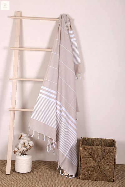 Mira Home Ριγέ 100% βαμβακερή μαλακή πετσέτα μπάνιου Peshtemal 100x180 cm