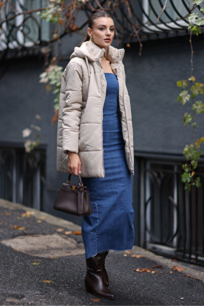 Bigdart Μπουφάν Puffer Oversize με κουκούλα - Μπεζ