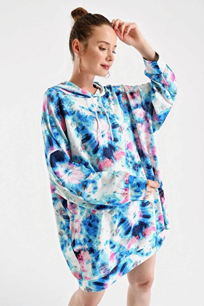 Bigdart 4125 Oversize Sweat Elbise - Mavi