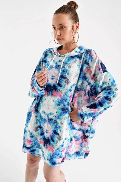 Bigdart 4125 Oversize Sweat Elbise - Mavi