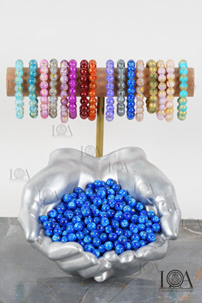 LANDOFACCESSORY 8 mm Cam Boncuk - Takı Boncuğu - Tesbih Boncuğu - Bileklik Ak...