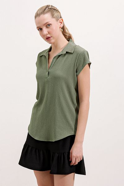 Bigdart 20123 Strickbluse mit Rollkragen - Khaki