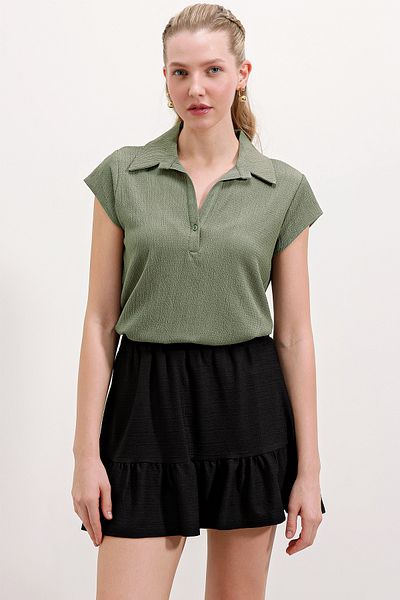 Bigdart 20123 Strickbluse mit Rollkragen - Khaki