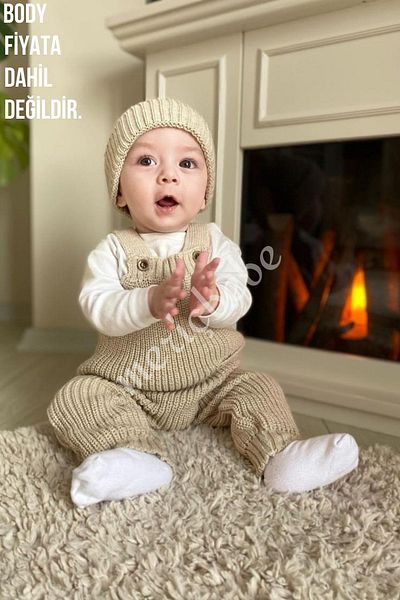 Meriç bebe Baby Girl&Boy Pocket Detailed Thessaloniki Knitted Hat with Adjustable Straps