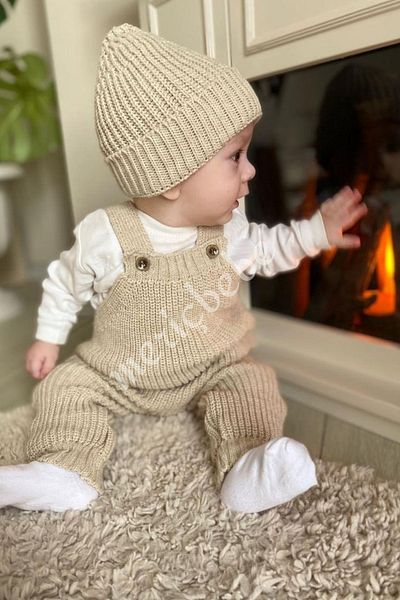 Meriç bebe Baby Girl&Boy Pocket Detailed Thessaloniki Knitted Hat with Adjustable Straps