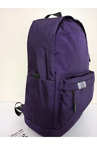 Alanç Gift Young School Backpack Waterproof Fabric Large Size Purple Color Backpack with Laptop Compartment