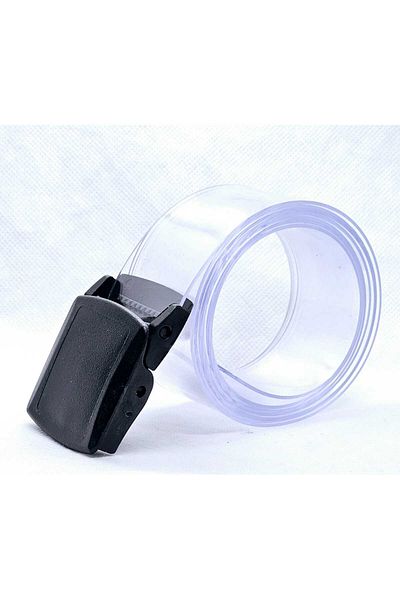 hebmeyy Transparent Stylish Belt with Pilastic Buckle / Adjustable / Non-Ray