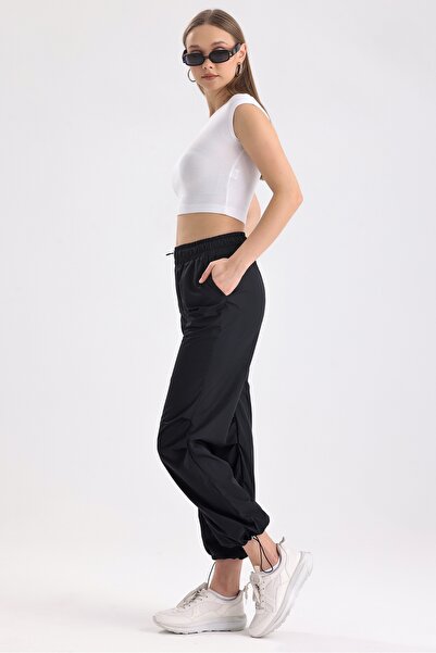 MD trend Women's Pleated Adjustable High Waist and Elastic Leg Parachute Pants