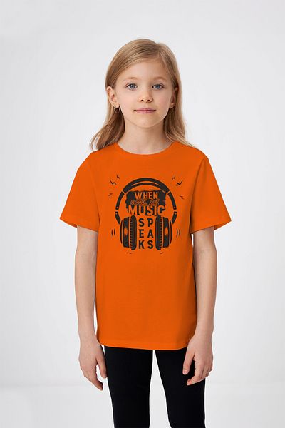 ADABEBEK Music Detailed Headphones Patterned Girl's T-Shirt