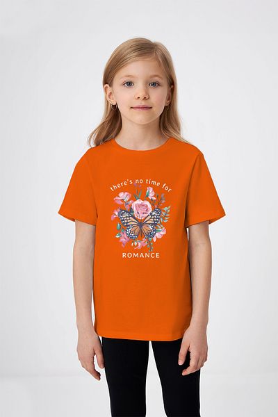 ADABEBEK There is No Time for Romance Butterfly Printed Girl's T-Shirt