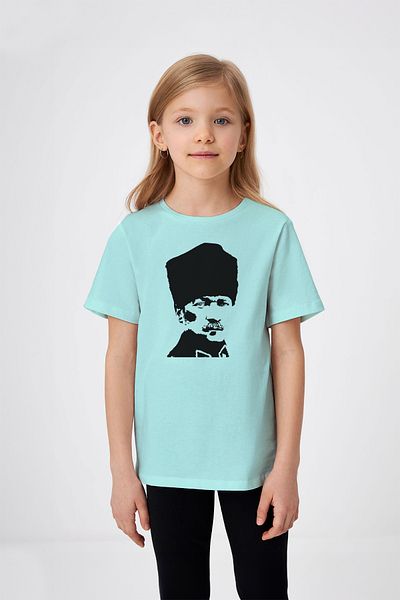 ADABEBEK Μαύρο μολύβι Mustafa Kemal Atatürk εμπριμέ μπλουζάκι για κορίτσι