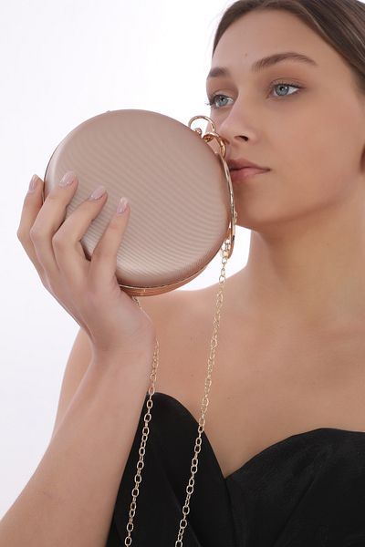 womenacs Πούδρα/ροζ Χρώμα Ύφασμα Πέτρα Κεντημένο Γυναικείο Βραδινό Φόρεμα Clutch Τσάντα