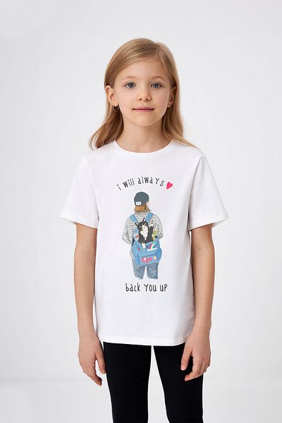 ADABEBEK Tricou pentru fetiță cu imprimeu Kitty cu rucsac