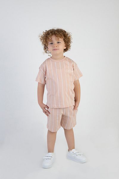 Harika KIDS Boy's Cool Boys Printed Striped Short Sleeve Shorts Top and Bottom Set