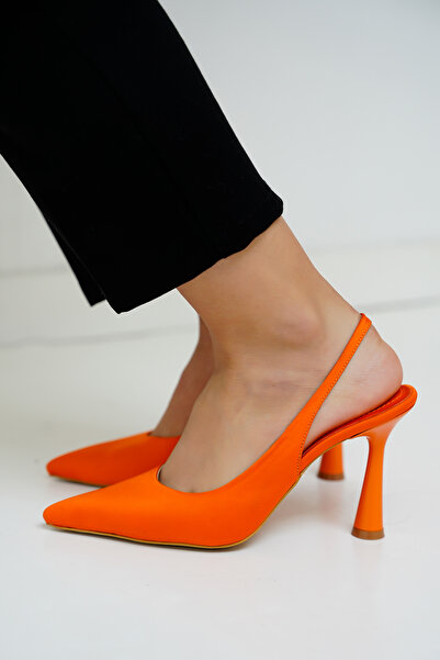 LAMİNTA Milena Turuncu Saten Düz Kadın Topuklu Ayakkabı