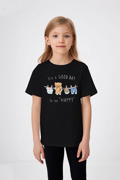 ADABEBEK Tricou imprimat pentru fetiță „O zi frumoasă pentru a fi fericit