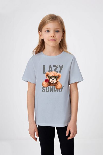 ADABEBEK Tricou pentru fetiță cu imprimeu Lazy Sunday