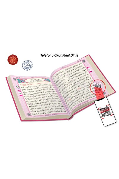 Merve Yayınları Kuranı Kerim Bilgisayar Hatlı Pembe Renk Rahle Boy