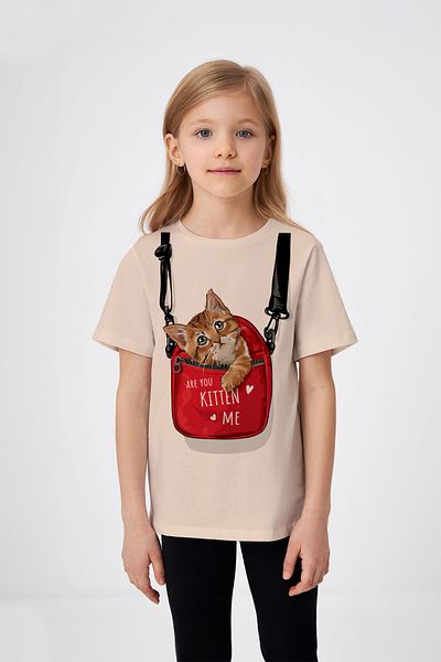 ADABEBEK Κοριτσίστικο μπλουζάκι με στάμπα Cat in Bag