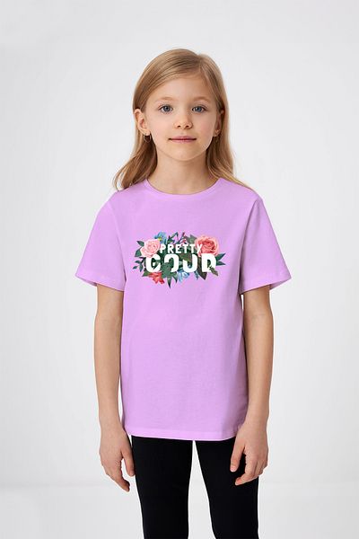 ADABEBEK Tricou cu imprimeu floral cu text destul de bun