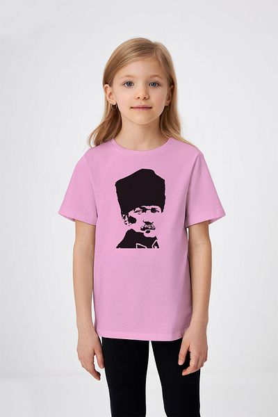 ADABEBEK Μαύρο μολύβι Mustafa Kemal Atatürk εμπριμέ μπλουζάκι για κορίτσι