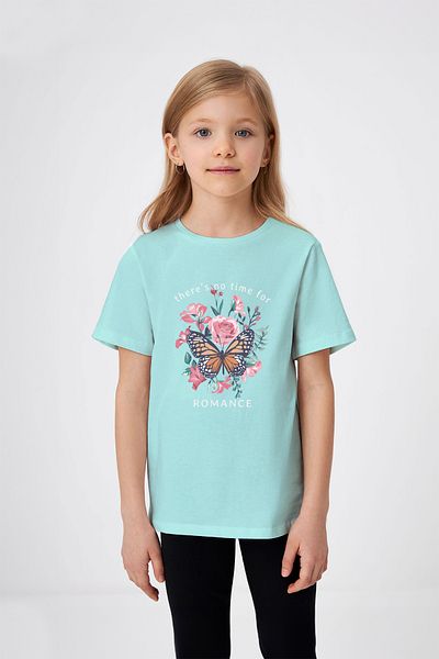 ADABEBEK There is No Time for Romance Butterfly Printed Girl's T-Shirt