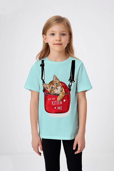ADABEBEK Κοριτσίστικο μπλουζάκι με στάμπα Cat in Bag