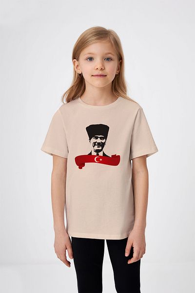 ADABEBEK Tricou pentru fete cu imprimeu steagul turc Ataturk