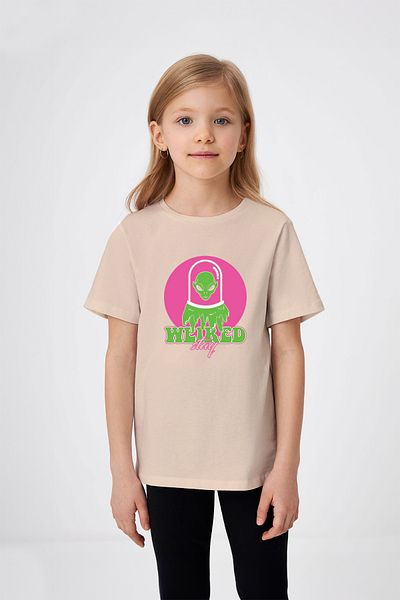 ADABEBEK Alien Printed Girl's T-Shirt στο διαστημόπλοιο