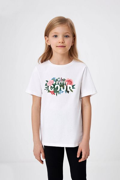ADABEBEK Tricou cu imprimeu floral cu text destul de bun