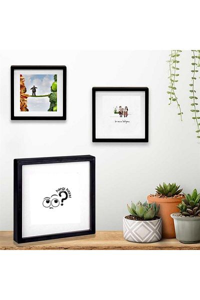 Hediye Vakti We Expect a Miracle What Life Designed Adhesive Plug-in Paspartulu Pola 3-Piece Frame