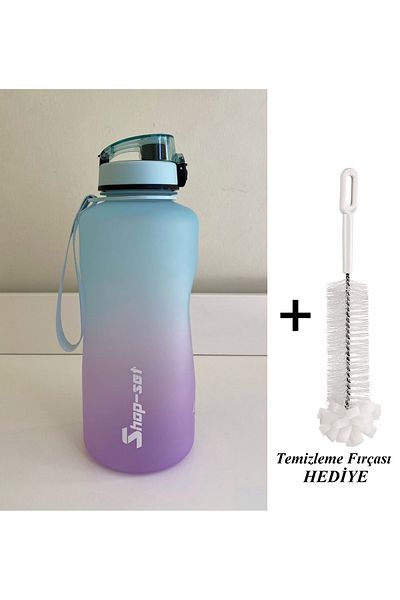 Shop-set 2000 ml Tritan Motivated Water Bottle with Straw and Strainer (LILA - LIGHT BLUE)Gift Gift?