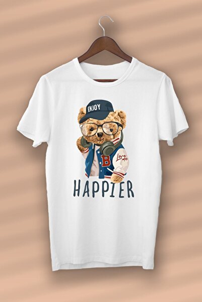 CONSTRAİN Teddy Bear Happier Εκτυπωμένο Οργανικό Βαμβάκι Μαύρο Unisex - Γυναι...