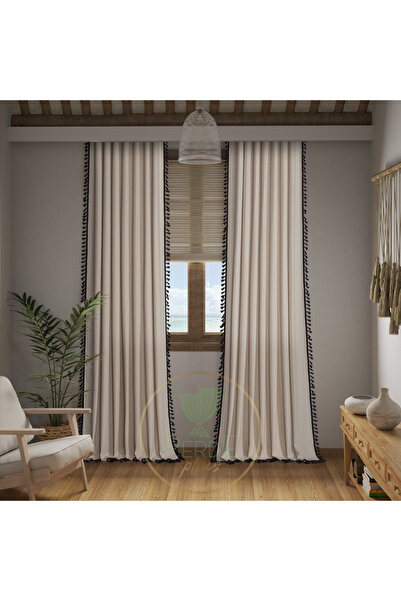 Perdeplus Μαύρη φούντα βαμβακερή - Υγιής κουρτίνα με άμμο