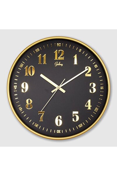 Galaxy Dekoratif Siyah Gold Duvar Saati 30CM